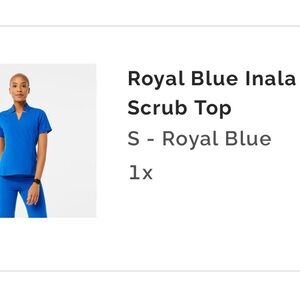 Figs Blue Fitted Short Sleeve Mandarin Collar Tee